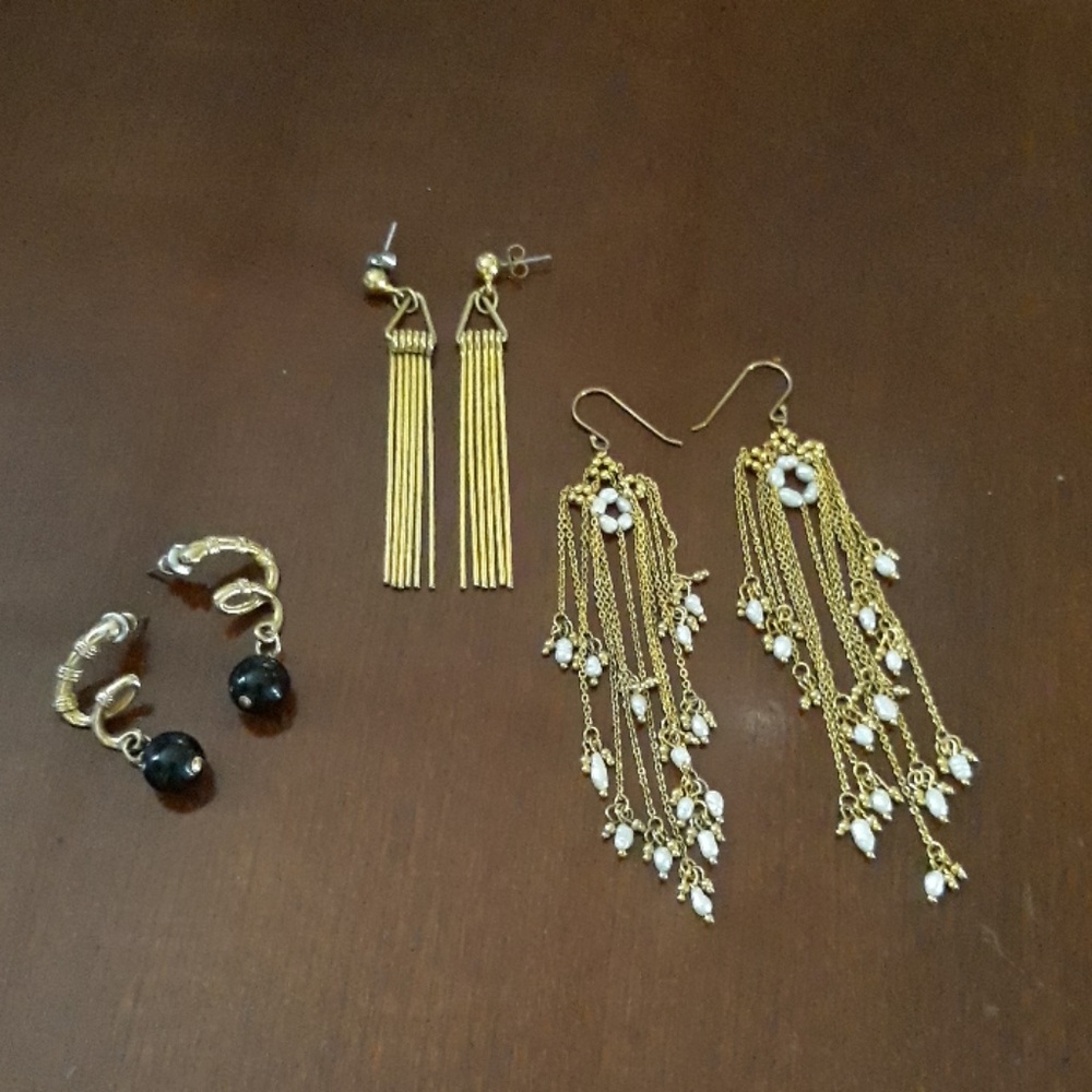 3 sets of gold earrings